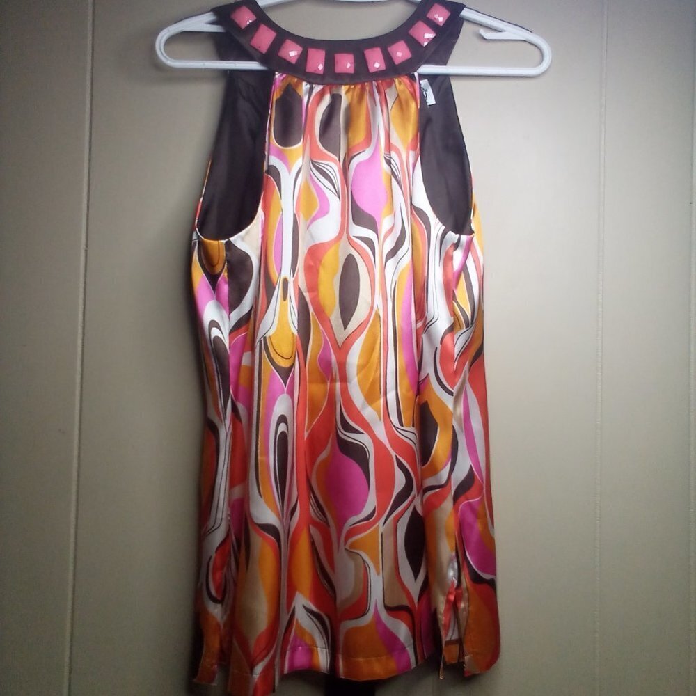 Ivy Jane Blouse Shirt S Sleeveless Beads Colorful